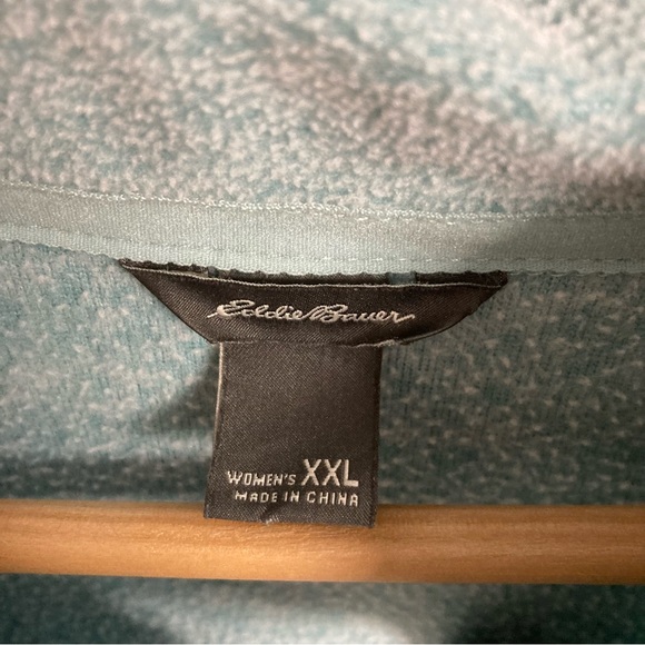 Eddie Bauer Sky Blue Green Quarter Zip Fleece, Size XXL - Picture 4 of 5